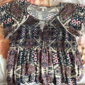 Tribal peplum short sleeved shirt Forever 21 3X